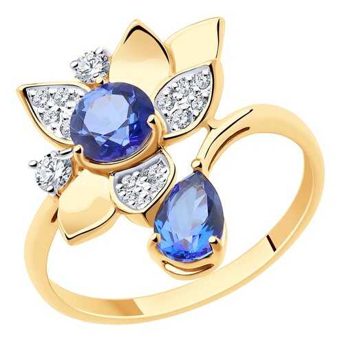 Кольцо женское SOKOLOV из золота с топазами и фианитами Swarovski 715962 р.18 в Адамас