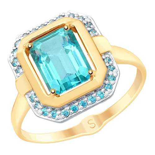 Кольцо женское SOKOLOV из золота с топазами Swarovski и фианитами 715352 р.17 в Адамас