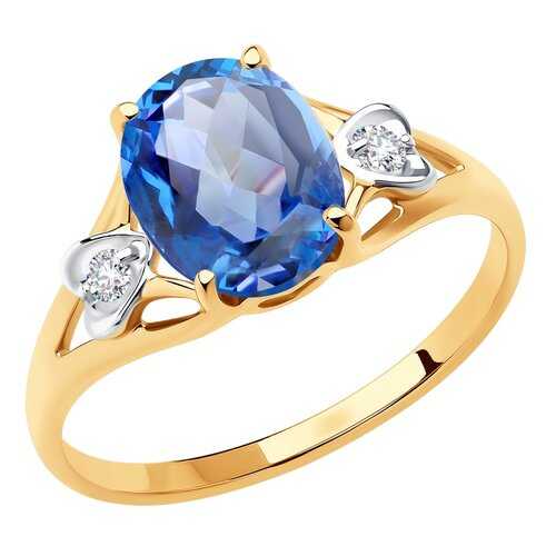 Кольцо женское SOKOLOV из золота с топазом и фианитами Swarovski 715924 р.19 в Адамас
