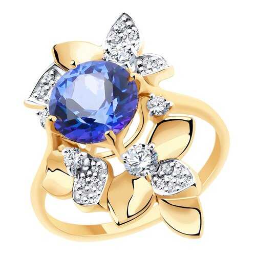 Кольцо женское SOKOLOV из золота с топазом и фианитами Swarovski 715942 р.18.5 в Адамас