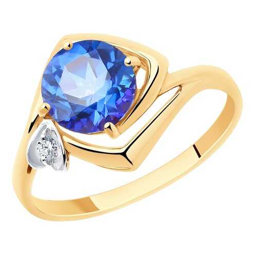 Кольцо женское SOKOLOV из золота с топазом и фианитом Swarovski 715888 р.18 в Адамас