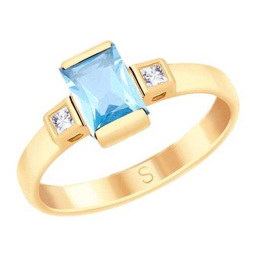 Кольцо женское SOKOLOV из золота с топазом и Swarovski Zirconia 715210 р.18 в Адамас