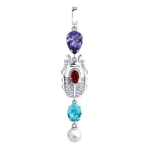 Подвеска SOKOLOV из серебра с жемчугом и кристаллами Swarovski и фианитами 94032526 в Адамас