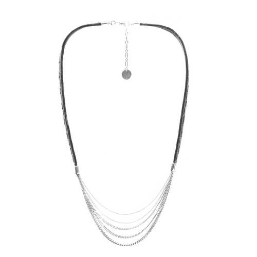 Колье женское ORI TAO OT-15-30333 серебристое/черное в Адамас