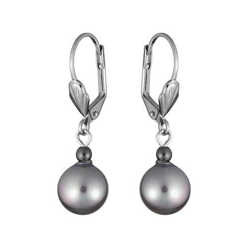Серьги My-bijou Висюльки, 1 бусина майорка / гематит 3,5 см в Адамас